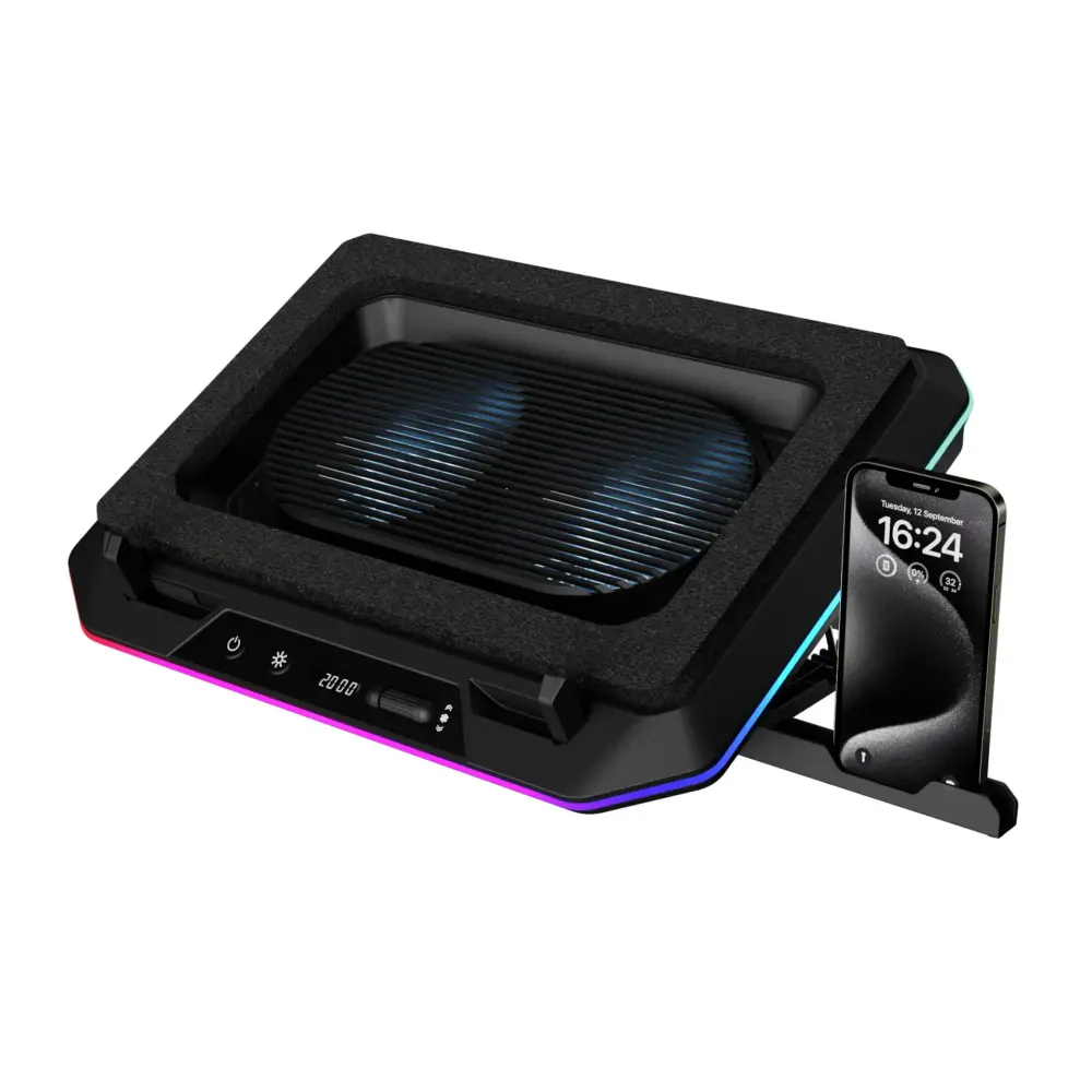 Gamdias Охладител за лаптоп Gaming Notebook Cooler 19" - AETHER P1 - USB-C/A Hub RGB Phone