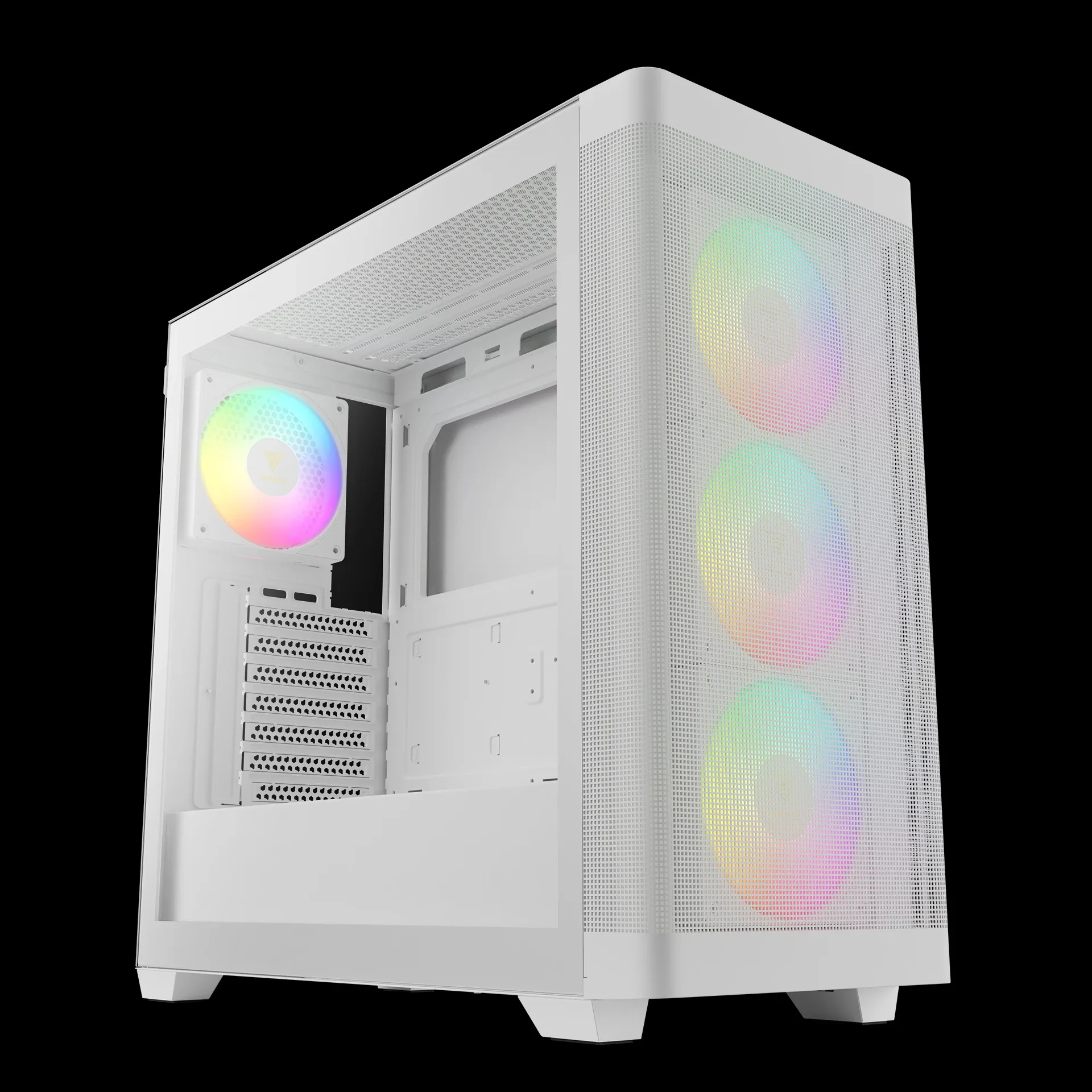 Gamdias кутия Case E-ATX - ATHENA M3 White - USB-C, 4 x 120 mm A-RGB, Mesh, Tempered Glass - Image 7