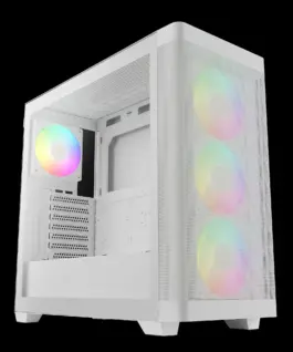 Alternative view of Gamdias кутия Case E-ATX - ATHENA M3 White - USB-C, 4 x 120 mm A-RGB, Mesh, Tempered Glass