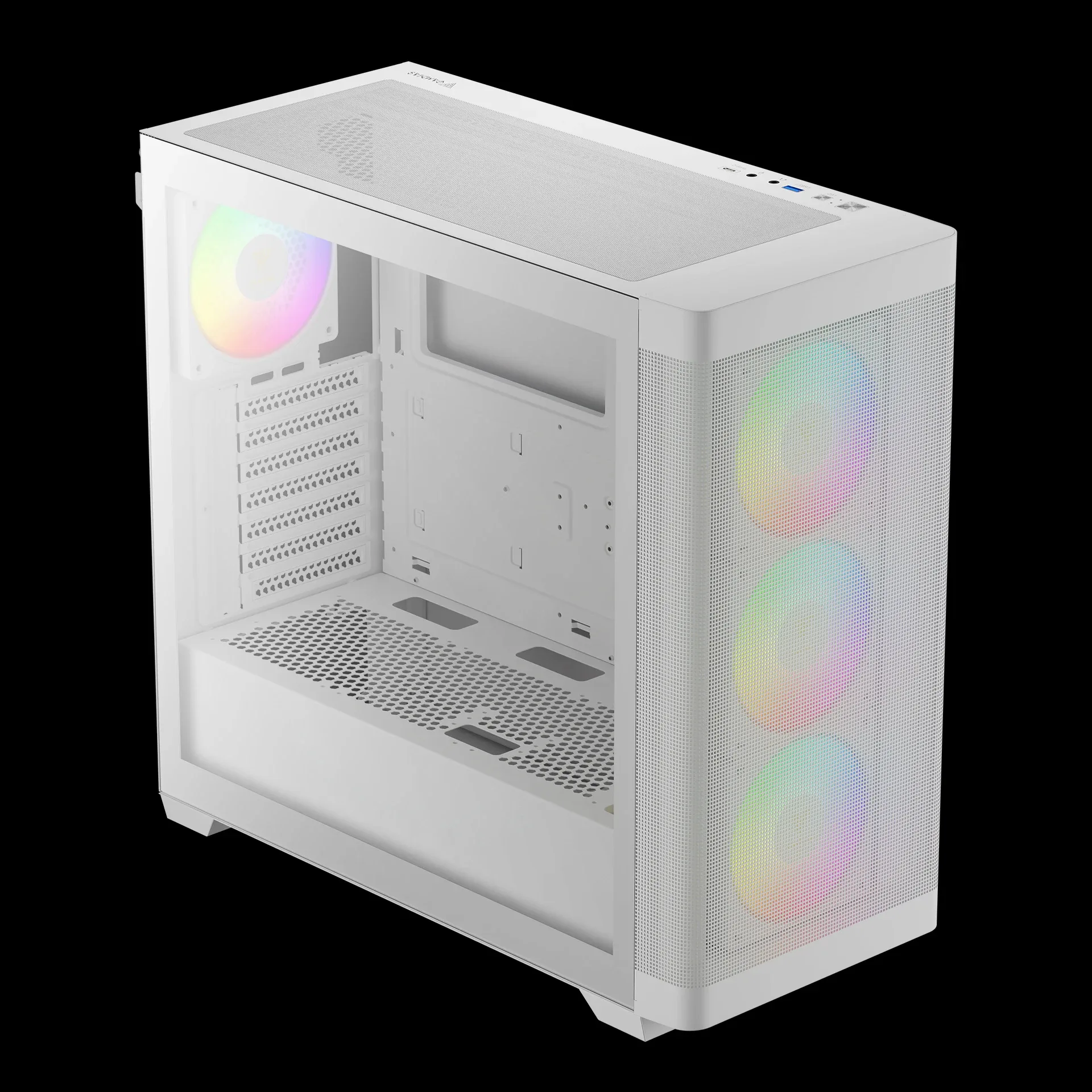 Gamdias кутия Case E-ATX - ATHENA M3 White - USB-C, 4 x 120 mm A-RGB, Mesh, Tempered Glass - Image 10