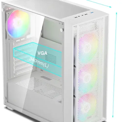 Alternative view of Gamdias кутия Case ATX - AURA GC2 Elite White - Mesh, RGB, Tempered Glass