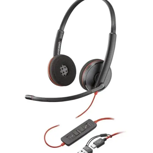 Слушалки HP Poly Blackwire 3220 Stereo USB-C +USB-C/A адаптер 8X228aa