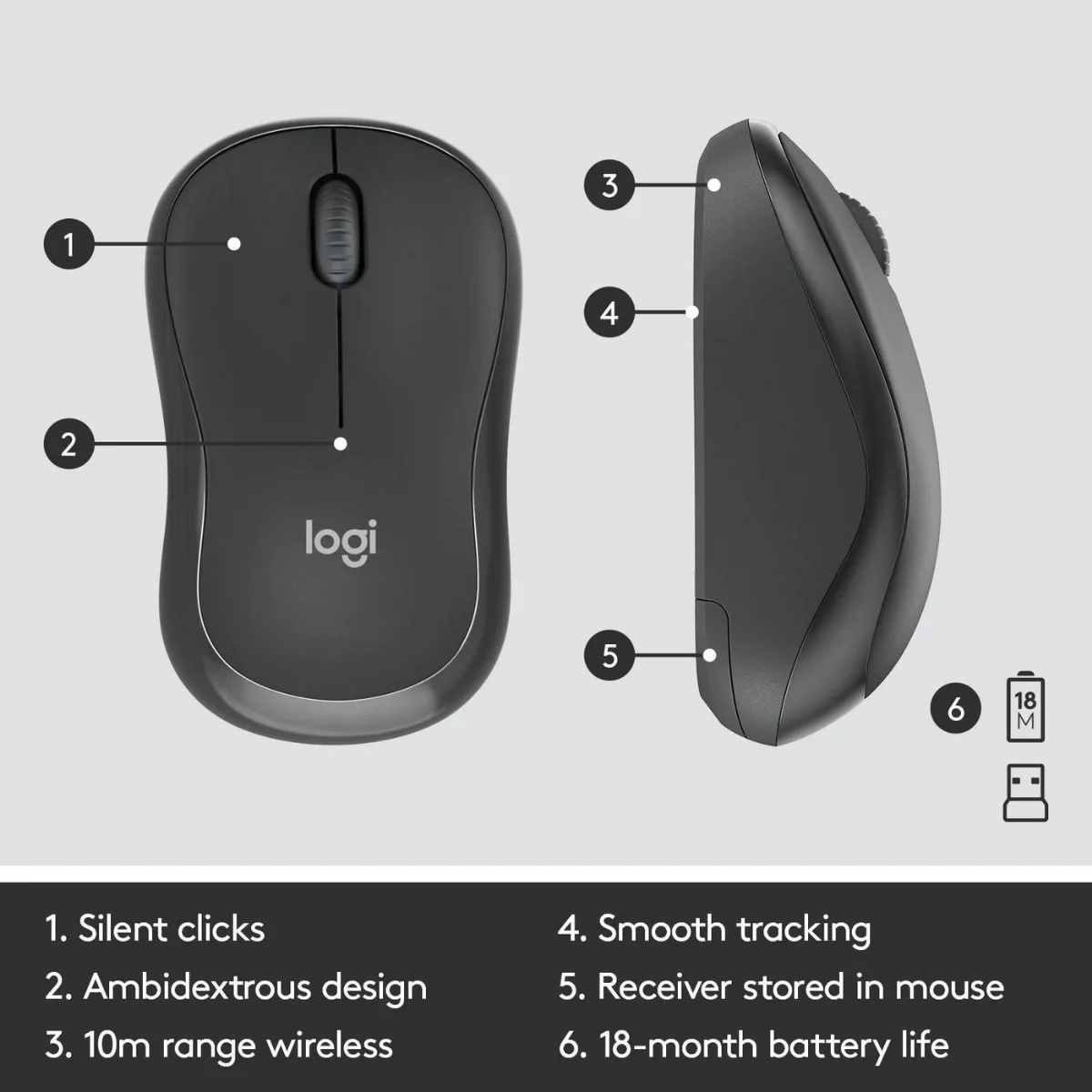 КОМПЛЕКТ МИШКА + КЛАВИАТУРА LOGITECH MK295 DE - Wireless - БЕЗ БДС КИРИЛИЗАЦИЯ (WITHOUT BDS CYRILLIC) - немски - Graphite - PN 920-009794 - Image 204