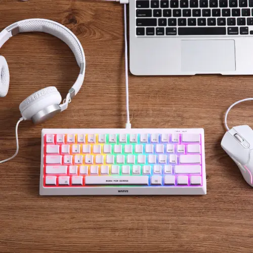 Marvo геймърска клавиатура Gaming Mechanical keyboard 61 keys TKL Hecate 61R WH – KG962G White – RED switches