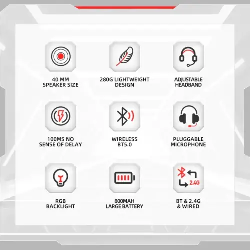 Marvo безжични геймърски слушалки Gaming Headphones Monka Echo HG9069W – Bluetooth