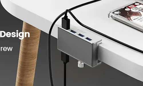 Orico хъб USB 3.0 HUB Clip Type 4 port – aux Micro-USB power input