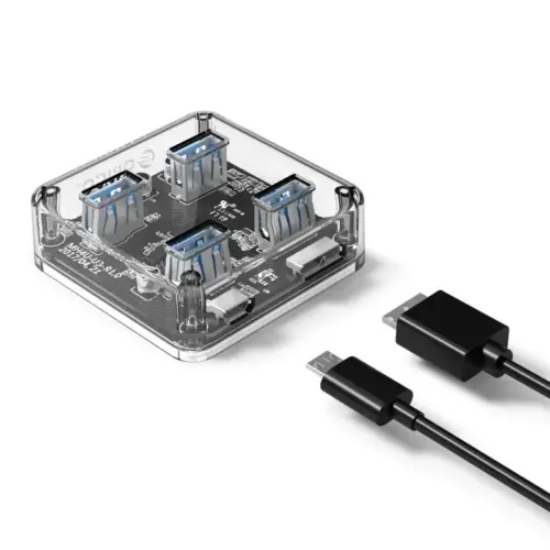 Orico хъб USB3.0 HUB 4 port transparent