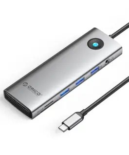 Orico докинг станция Type-C Docking Station Power Distribution 100W - HDMI Type-C x 1 USB3.0 x 3 LAN 1000Mbps Gigabit SD/TF VGA Audio -