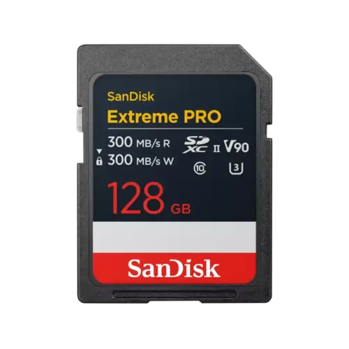 SanDisk Карта памет Extreme Pro SDXC 128GB 300MB/s and 300Mb/s Class 10 V90 UHS-II