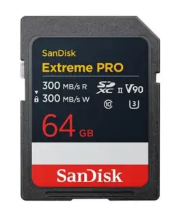 SanDisk Карта памет Extreme Pro SDXC 64GB 300MB/s and 300Mb/s Class 10 V90 UHS-II
