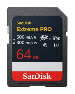 SanDisk Карта памет Extreme Pro SDXC 64GB 300MB/s and 300Mb/s Class 10 V90 UHS-II