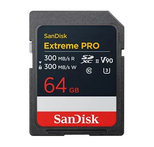 SanDisk Карта памет Extreme Pro SDXC 64GB 300MB/s and 300Mb/s Class 10 V90 UHS-II