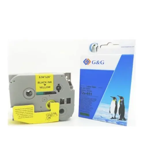 ЛЕНТА ЗА ЕТИКЕТНИ ПРИНТЕРИ BROTHER ТИП TZ - 24 mm x 800 m - BLACK ON YELLOW TAPE - PN TZE651
