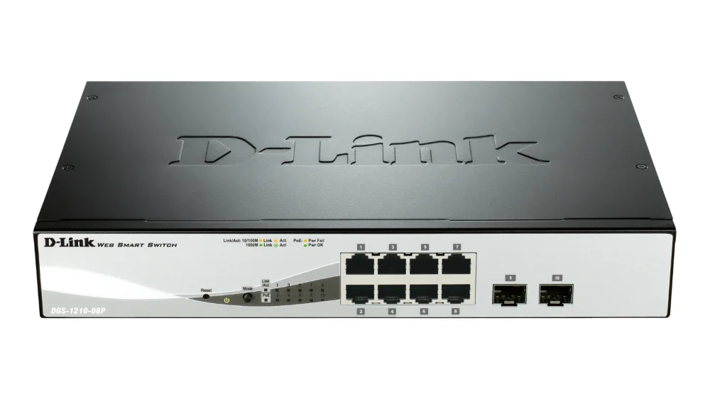 Комутатор D-Link 8-Port Gigabit PoE Smart Switch with 2 SFP ports DGS-1210-08P - Image 43