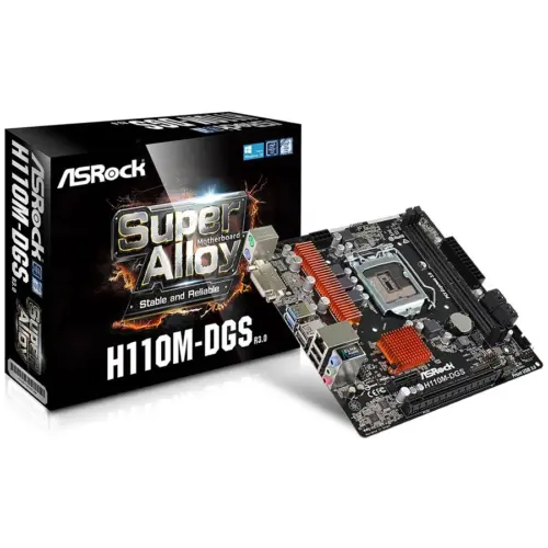 Дънна платка ASROCK Main Board Desktop H110 (S1151 2xDDR41xPCI E 3.0 x161xPCI E 2.0x1 SATA III GLAN DVD-D USB3.0)micro A