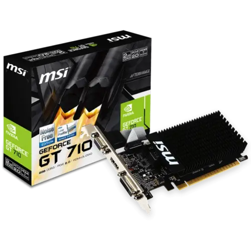Видео карта MSI Video Card NVidia GeForce GT 710 DDR3 2GB/64bit 954MHz/1600GHz PCI-E 2.0 x16 HDMI DVI-D VGA Heatsink Low