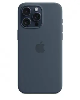 Alternative view of Apple Silicone case with MagSafe for iPhone 15 Pro Max - storm blue