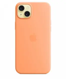 Apple Silicone case with MagSafe for iPhone 15 Plus – оранжев
