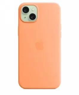 Apple Silicone case with MagSafe for iPhone 15 Plus – оранжев