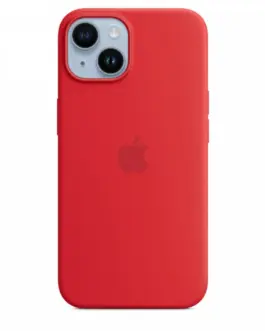 Alternative view of Apple Silicone case with MagSafe for iPhone 14 - (PRODUCT)червен