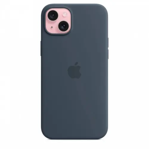 Alternative view of Apple Silicone case with MagSafe for iPhone 15 Plus - storm blue