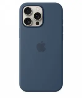 Alternative view of Apple Silicone case with MagSafe for iPhone 16 Pro Max - Denim
