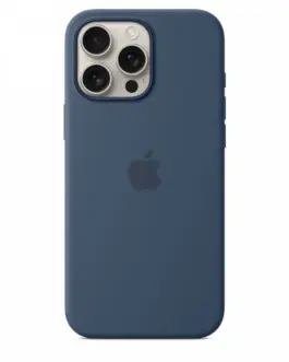 Alternative view of Apple Silicone case with MagSafe for iPhone 16 Pro Max - Denim