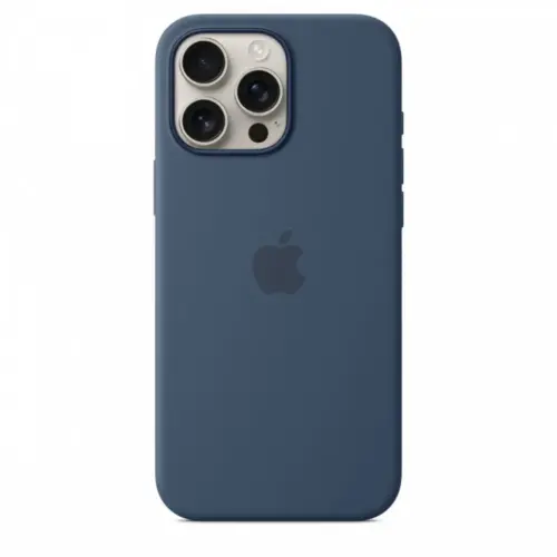 Alternative view of Apple Silicone case with MagSafe for iPhone 16 Pro Max - Denim