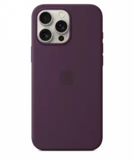 Alternative view of Apple Silicone case with MagSafe for iPhone 16 Pro Max - Plum