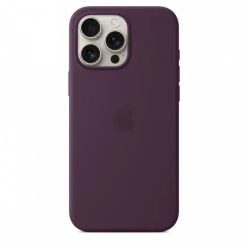Alternative view of Apple Silicone case with MagSafe for iPhone 16 Pro Max - Plum