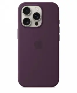 Alternative view of Apple Silicone case with MagSafe for iPhone 16 Pro - Plum