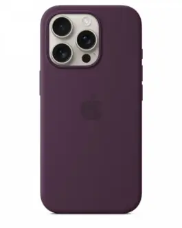Alternative view of Apple Silicone case with MagSafe for iPhone 16 Pro - Plum