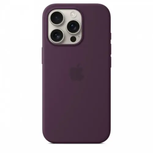 Alternative view of Apple Silicone case with MagSafe for iPhone 16 Pro - Plum
