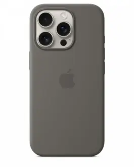 Alternative view of Apple Silicone case with MagSafe for iPhone 16 Pro - Stone Gray