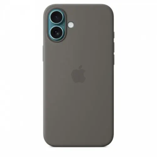 Alternative view of Apple Silicone case with MagSafe for iPhone 16 Plus - stone gray