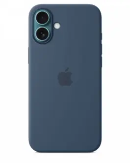 Alternative view of Apple Silicone case with MagSafe for iPhone 16 Plus - denim