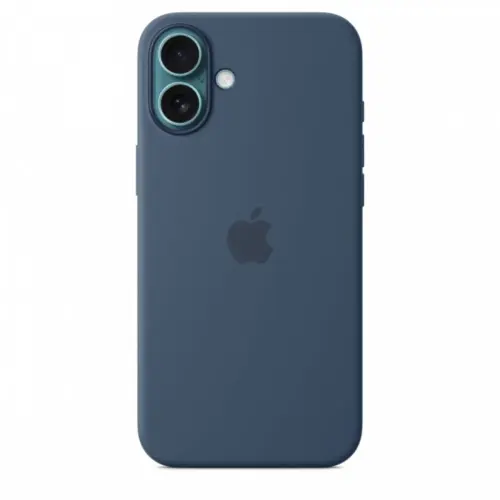 Alternative view of Apple Silicone case with MagSafe for iPhone 16 Plus - denim