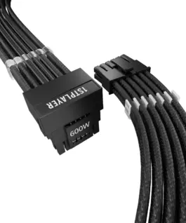 1stPlayer модулен кабел Custom Sleeved Modding Cable Black - PCIe 5.0 12VHPWR M/M -