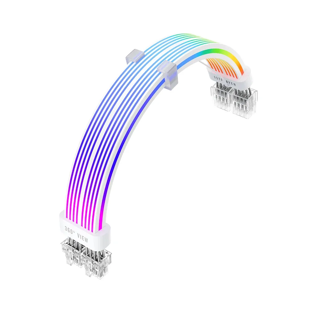 1stPlayer удължителен кабел Extension Modding Cable PCIe 6+2PIN Addressable RGB White -