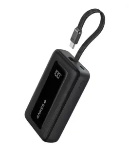 Anker външна батерия ZOLO 10000mAh 30W built-in USB-C кабел, черен