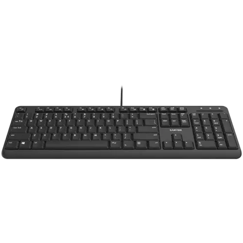Alternative view of Клавиатура CANYON HKB-20, wired keyboard with Silent switches ,105 keys,black, 1.8 Meters cable length,Size 442*142*17.5mm,460g,BG layout