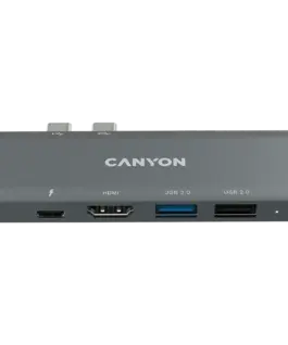 USB хъб CANYON hub DS-5 7in1 Thunderbolt 3 Space Grey