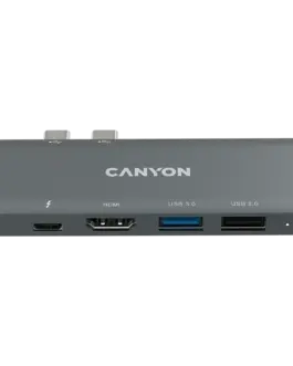 USB хъб CANYON hub DS-5 7in1 Thunderbolt 3 Space Grey