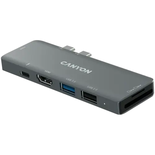 Alternative view of USB хъб CANYON hub DS-5 7in1 Thunderbolt 3 Space Grey
