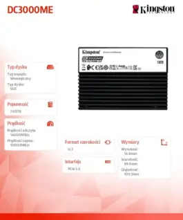 Alternative view of Kingston SSD диск DC3000ME 7,68TB PCIe 5.0 NVMe U.2
