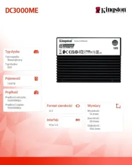 Alternative view of Kingston SSD диск DC3000ME 7,68TB PCIe 5.0 NVMe U.2