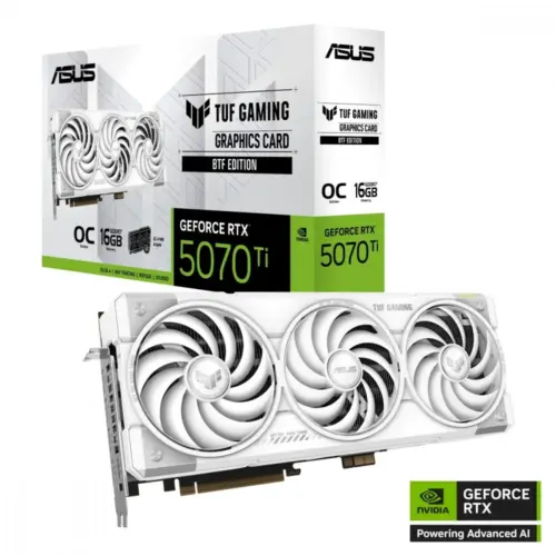 Alternative view of Asus видео карта GeForce RTX 5070Ti TUF GAMING OC бял BTF GDDR7 256bit