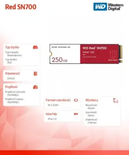 Western Digital SSD червен 250GB SN700 2280 NVMe M.2 PCIe