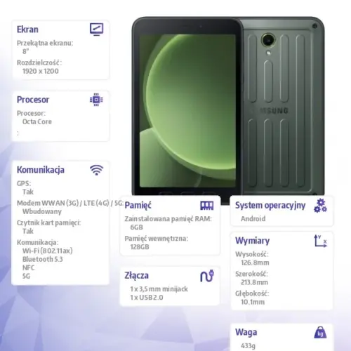 Alternative view of Samsung Таблет Galaxy Tab Active5 5G 8 inches 6+128GB Enterprise Edition зелен