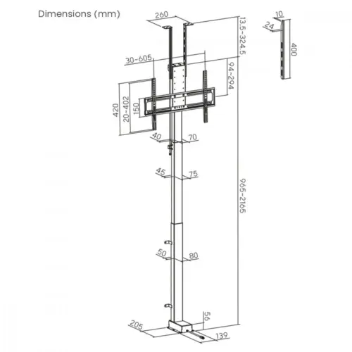 Alternative view of Maclean Maclean electric TV mou nt MC-125 up to 60kg
